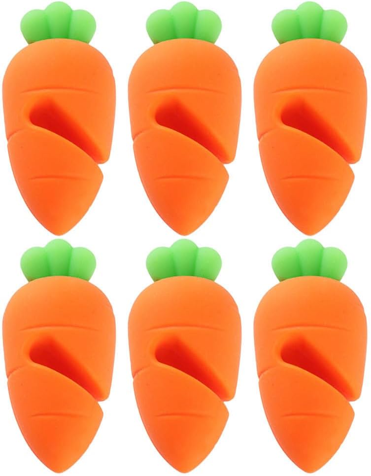 MERRYHAPY Carrot Pot Overflow Preventer 6 Pack Silicone Lid Lifters Boil Stoppers for Kitchen Slow Cooking Spill-Proof Pot Cover Holders 2.16 X 1.18 X 1.18 in