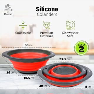 Collapsible Strainers for Kitchen, Green, Set of 2