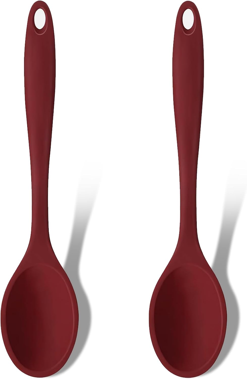 GEEKHOM Silicone Cooking Spoons, 4 Pieces 8" Heat Resistant Silicone Kitchen Utensils Set Serving Stirring Spoons for Non Stick Cooking, Mixing, Basting, Baking, Black+Red+Gray+Blue