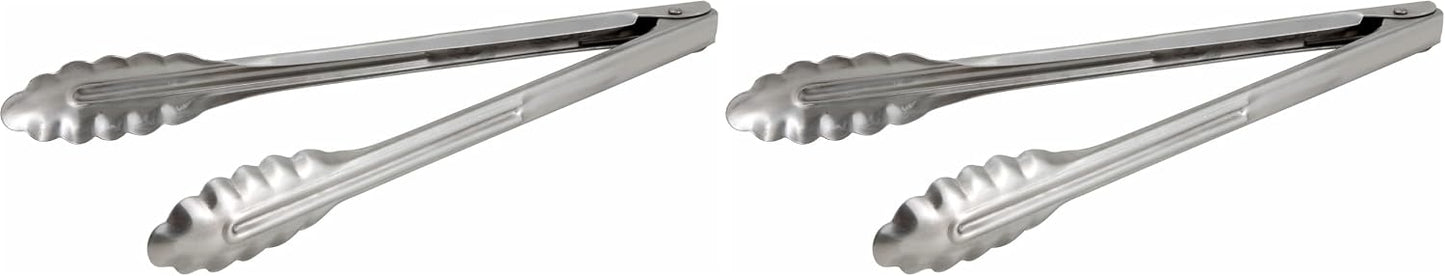 Winco Stainless Steel, Coiled Spring Utility Tong Heavyweight, 12-Inch, Medium