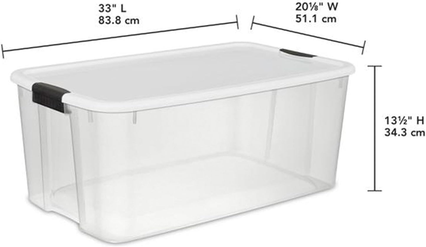 Sterilite 6-Pack Ultra Latching Box, Storage Bins with Lids, Clear Plastic, 18 Qt – Large Heavy-Duty Organizing Bin Containers for Home, Closet, Kitchen, Pantry, Bathroom, and Office