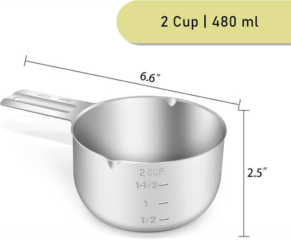 1PCS 3/4Cup (180ml, 6oz) Single Measuring Cup, Stainless Steel Measure Scoop, Metric and US Measurement, Dishwasher Safe