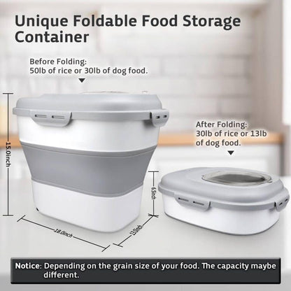 Komzon Rice Storage Bin Cereal Containers, 13-50lb Collapsible Rice Container Dispenser with Transparent Lid, Rolling Wheels, Measuring Cup and Scoop, Airtight Dog Cat Pet Food Storage Container Green