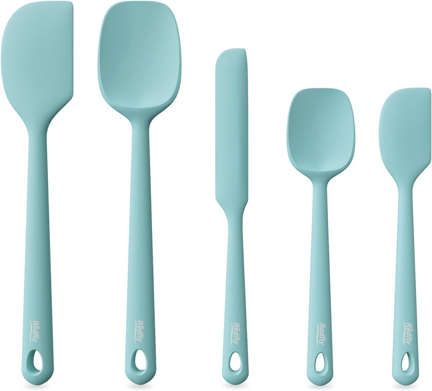 Redfly Silicone Spatula Set, 5 Piece Food Grade Silicone Cooking Utensils Set, Rubber Spatula Heat Resistant Nonstick for Baking, Cooking, Kitchen Utensils Dishwasher Safe Multicolor