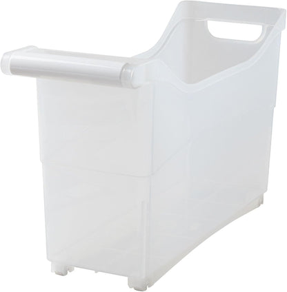 Storage Bin with Handle and Rolling Wheels for Kitchen Organization Plastic - Black
