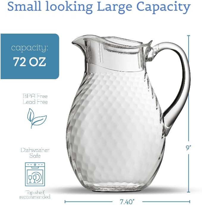 2 Gallon Glass Drink Dispenser, hobnail Drink Dispensers for Parties, Beverage Dispenser with Stand and Glass Lid, 100% Leakproof Spigot, Ideal for Lemonade, Juice,