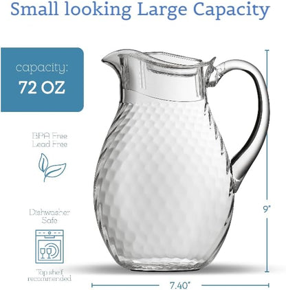 2 Gallon Glass Drink Dispenser, hobnail Drink Dispensers for Parties, Beverage Dispenser with Stand and Glass Lid, 100% Leakproof Spigot, Ideal for Lemonade, Juice,