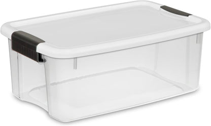 Sterilite 6-Pack Ultra Latching Box, Storage Bins with Lids, Clear Plastic, 18 Qt – Large Heavy-Duty Organizing Bin Containers for Home, Closet, Kitchen, Pantry, Bathroom, and Office