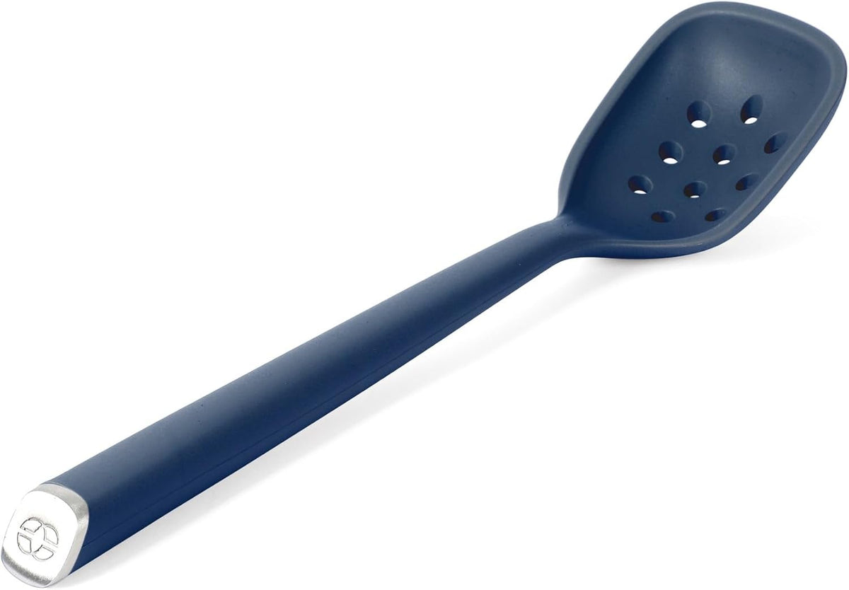 Calphalon Edge Silicone Spoon, Flexible Silicone Cooking Spoon with Reinforced Core, Heat-Resistant Nonstick-Safe Kitchen Spoon for Stirring, Mixing & Serving, Navy