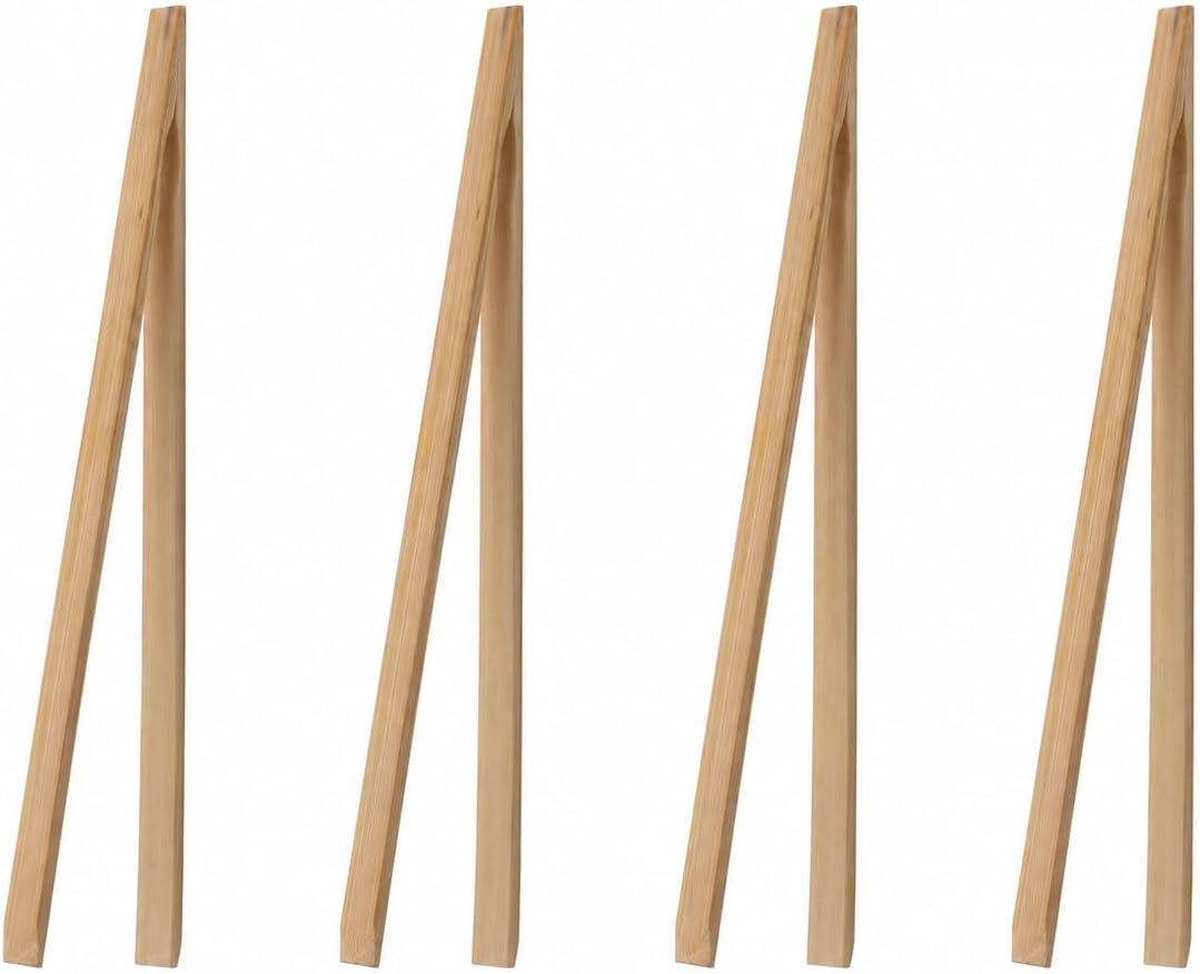 HIC Kitchen Toast Tongs, Natural Bamboo, 6.5-Inches