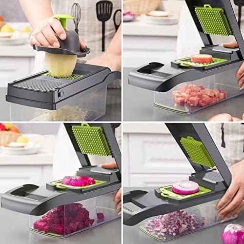 Vegetable Chopper, Onion Dicer & Mandoline Slicer with Container, Grey