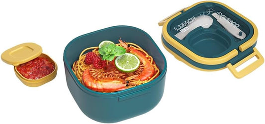 PEDECO Stackable Stainless Steel Bento Box with Insulated bag,Adult & Kids Luch Box,Leak-Proof,1-Tier Bento box,Lunch Box With Portable Sauce Pod and Cutlery-for Teens/Toddler,Dishwasher Safe,Blue