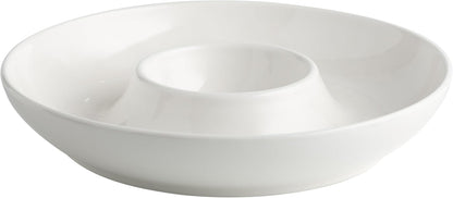 LEHAHA 12.25 inch porcelain Chip and Dip Serving Set, Ceramic Platters for Cheese, Appetizers &Chips Salsa, Fruit and Veggies, Divided Serving Trays for Family Gathering and Parties, Dark Creamy