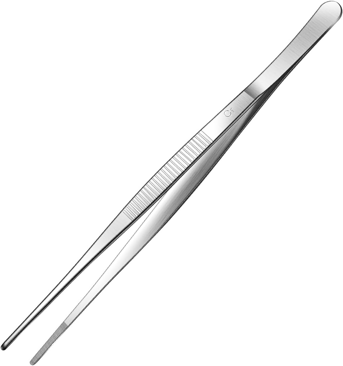 Aniso 6 Inches Stainless Steel garden tweezers | Precision Serrated, Non-slip handle For Hand-Made，succulent，Pick up an ice cube Kitchen and Dining Room