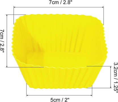 uxcell 18Pcs Silicone Cupcake Baking Cups, Silicone Muffins Liners Non-Stick Square Baking Cups, for Cooking Eggs Baking Muffins and Make a Cake(Pink)