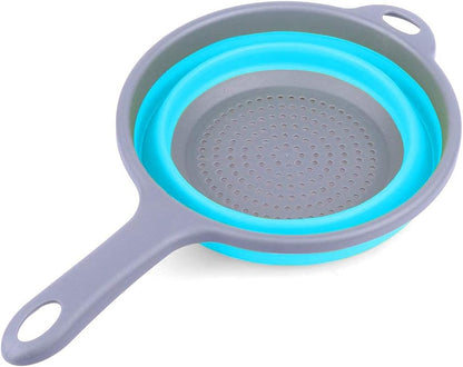 Foldable Silicone Strainer Colanders with Handles, Green and Red, 2 Pack