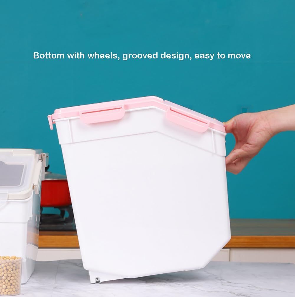 Large Flour Storage Container Bin 25lb, 2Pack Airtight Rice Storage Containers with Wheels Seal Locking Lid, BPA Free with Measuring Cup&Scoop for Flour, Rice, Grain(Green)