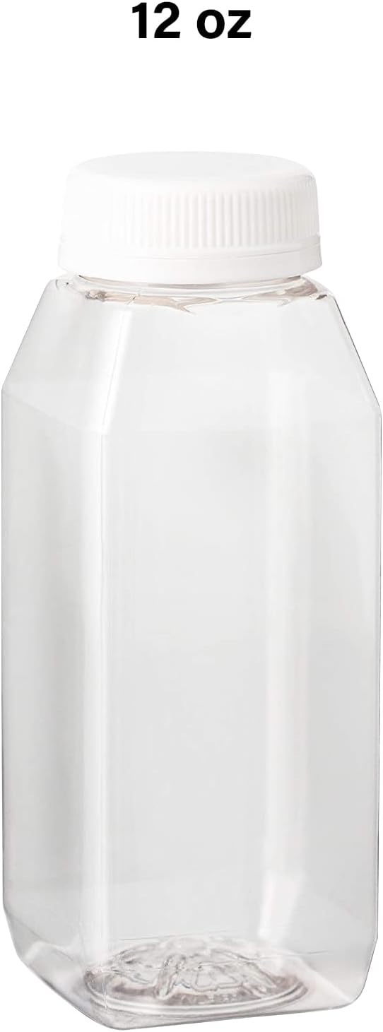 MT Products PET Plastic Juice Bottles 16 oz. - Clear Take-Out Containers (Pack of 12) - Made in USA