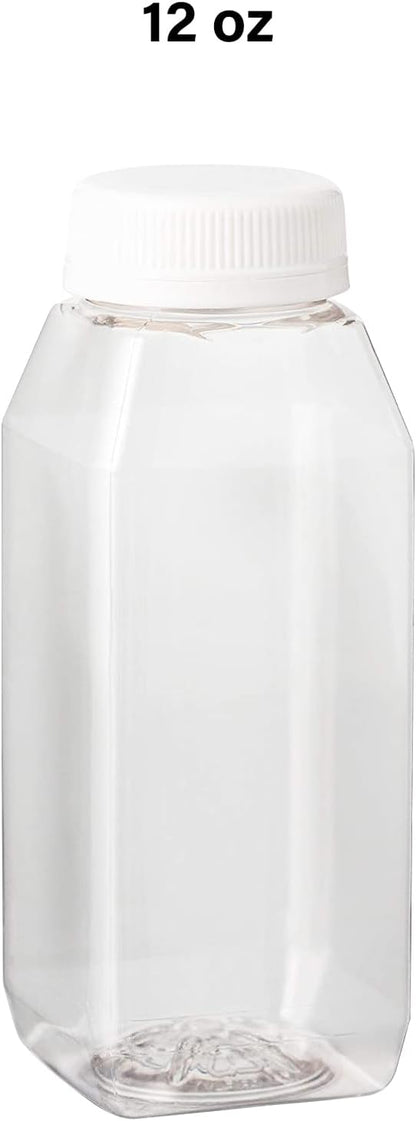 MT Products PET Plastic Juice Bottles 16 oz. - Clear Take-Out Containers (Pack of 12) - Made in USA