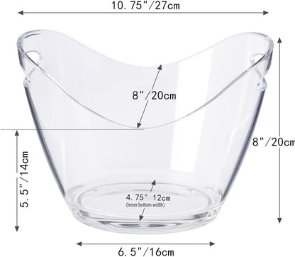 Wine Chiller & Party Beverage Tub， Clear Acrylic Food Grade Ice Bucket, 3.5LiterStorage Tub, See Through ice Tub Champagne Bucket for Drinks.