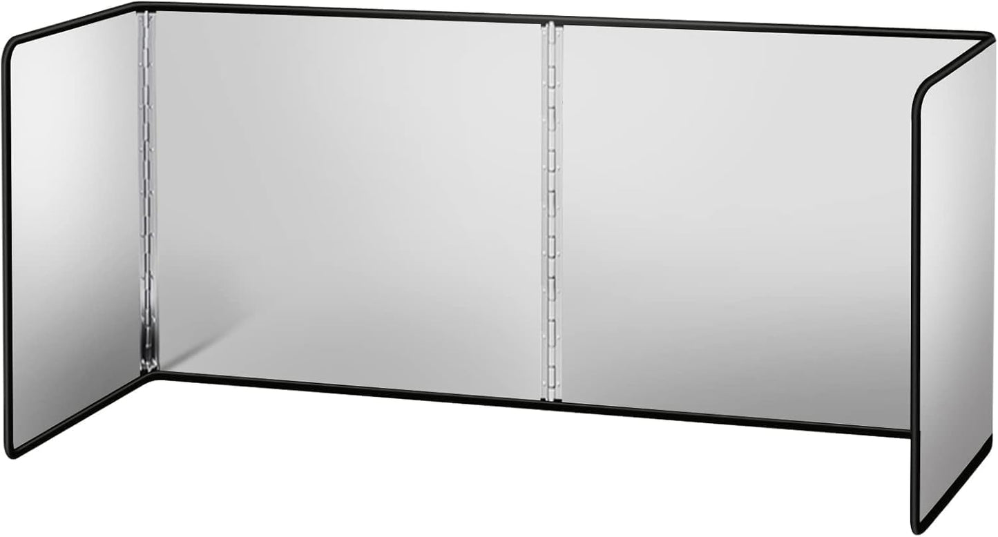 3 Sided Foldable Splatter Guard, Stainless Steel Grease Splatter Screen, Non-Stick Oil Splash Guard, Anti-Grease Cooking Shield, Heat-Resistant Stove Protector with Safe Edge, Easy to Clean (Medium)