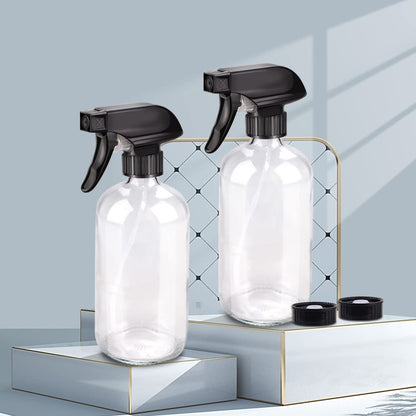 Bontip Glass Spray Bottle 16 oz for Cleaning, Plants (2 Pack, Amber)