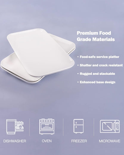 DELLING 16 Inch Large Serving Platter Set of 3, White Porcelain Platters for Serving Food - Rectangular Serving Trays for Party Entertaining, Oven Safe to 590°F, Dinnerware