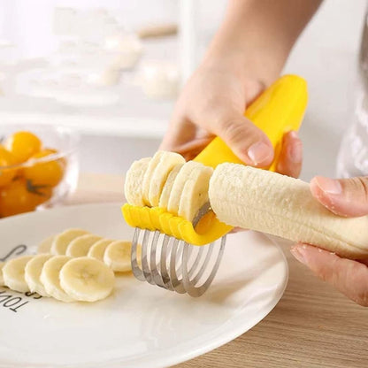 Yellow Food Manual Slicer, Stainless Steel Food Slicer, Banana Strawberry Cucumber Carrot Egg Vegetable Fruit Multifunctional Slicer, Handheld Portable Small Food Slicer Mandolines and Slicers