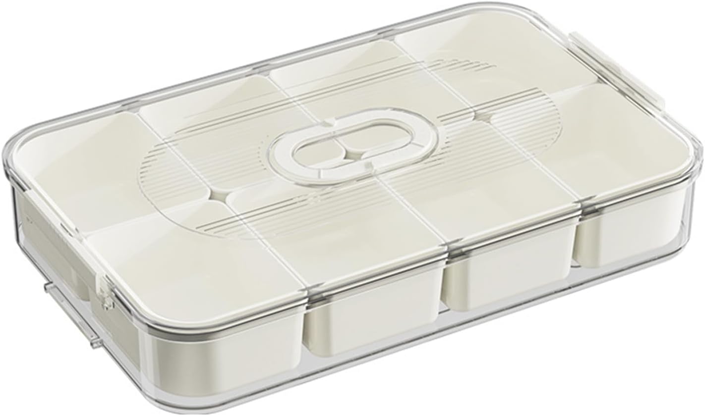 Snackle Box Container, Food Tray Divided with Lid, Portable Snack Platters - Clear Organizer, Veggie Tray for Party, Veggies, Snack, Fruit, Nuts (milk white)