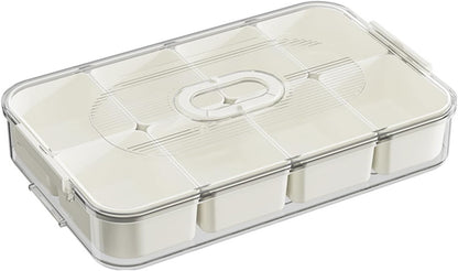 Snackle Box Container, Food Tray Divided with Lid, Portable Snack Platters - Clear Organizer, Veggie Tray for Party, Veggies, Snack, Fruit, Nuts (milk white)