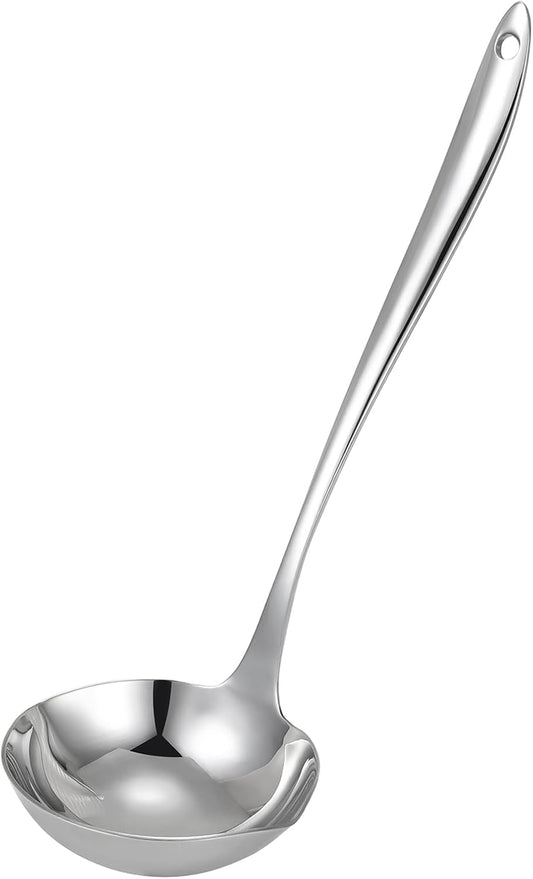 4.Oz 18/10 Stainless Steel Kitchen Ladle Cooking Utensils with 11.8-Inch Handle,Heavy Duty Serving Large Soup Spoon,Dishwasher Safe(Silver)