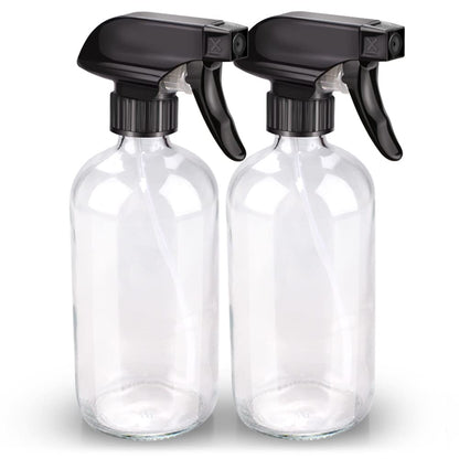 Bontip Glass Spray Bottle 16 oz for Cleaning, Plants (2 Pack, Amber)