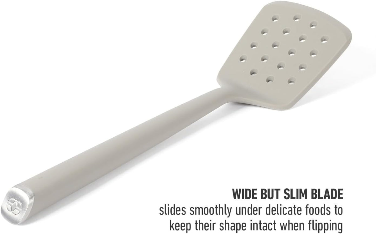 Calphalon Edge Silicone Spoon, Flexible Silicone Cooking Spoon with Reinforced Core, Heat-Resistant Nonstick-Safe Kitchen Spoon for Stirring, Mixing & Serving, Navy