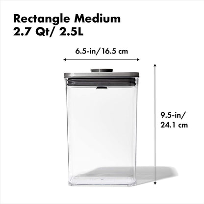 OXO Steel POP Container Big Medium Square - 4.4 Qt for Flour, Sugar and More,Grey