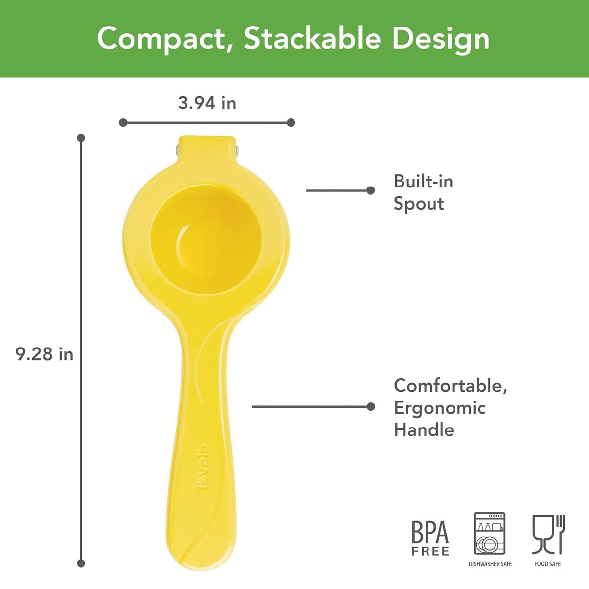 Tovolo Citrus Press Manual Hand Juicer Squeezer with Pour Spout Dishwasher Safe Aluminum Press Juicer for Lemon Lime Oranges Tangerine Pomegranate Fruit Ergonomic Grip for Efficient Juice Extraction
