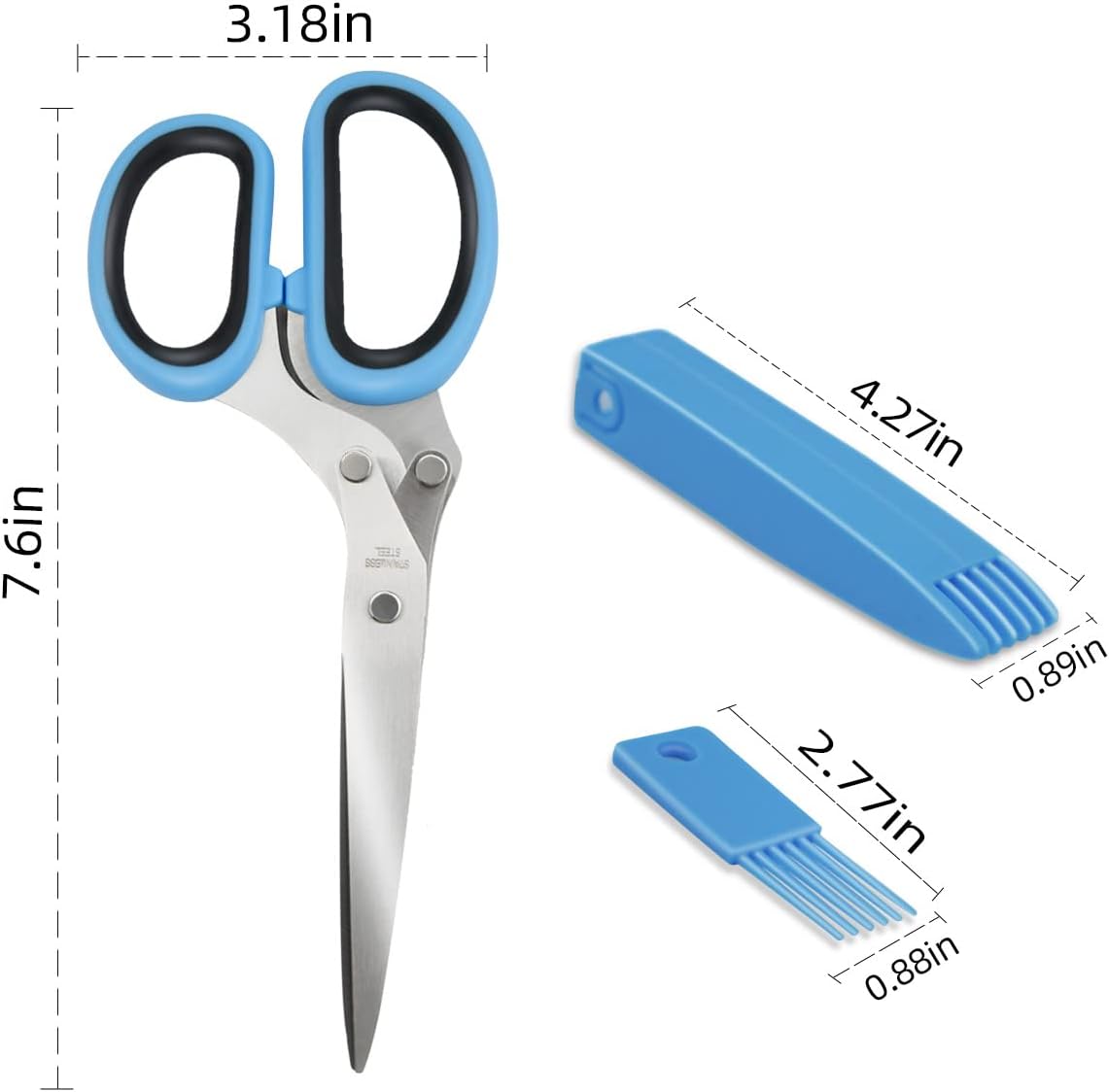 5-Blade Herb Cutter Scissors with Safety Cover, Cleaning Comb - Green