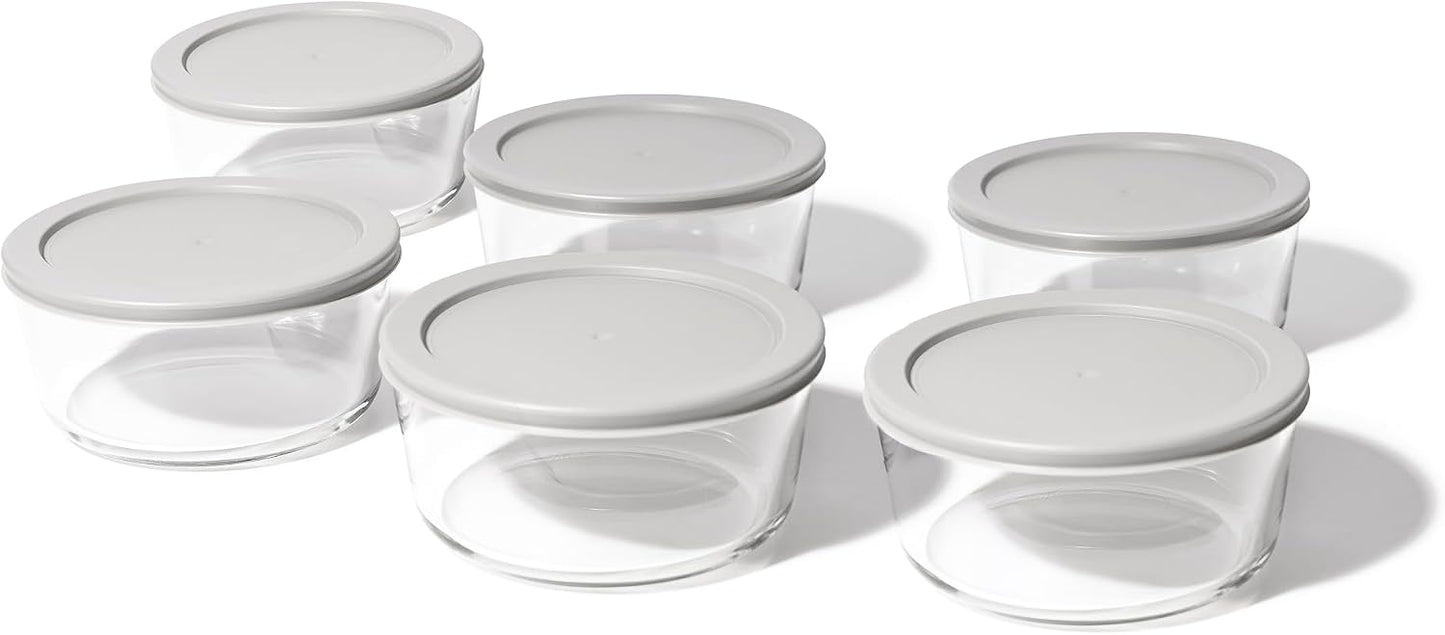 6-Piece Glass Food Storage Containers Set (3 Containers + 3 BPA-Free Lids) | 2-Cup, Leakproof | Microwave, Freezer, Oven & Dishwasher Safe | Ideal for Meal Prep & Pantry Organization, Pistachio