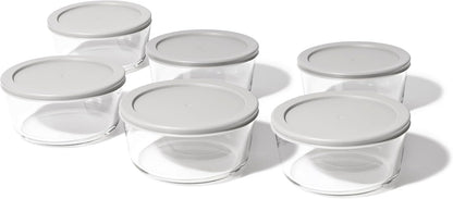 6-Piece Glass Food Storage Containers Set (3 Containers + 3 BPA-Free Lids) | 2-Cup, Leakproof | Microwave, Freezer, Oven & Dishwasher Safe | Ideal for Meal Prep & Pantry Organization, Pistachio