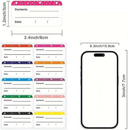 100-Pack Removable Freezer Labels, Waterproof Food Storage Stickers for Date & Contents Marking - Colors B