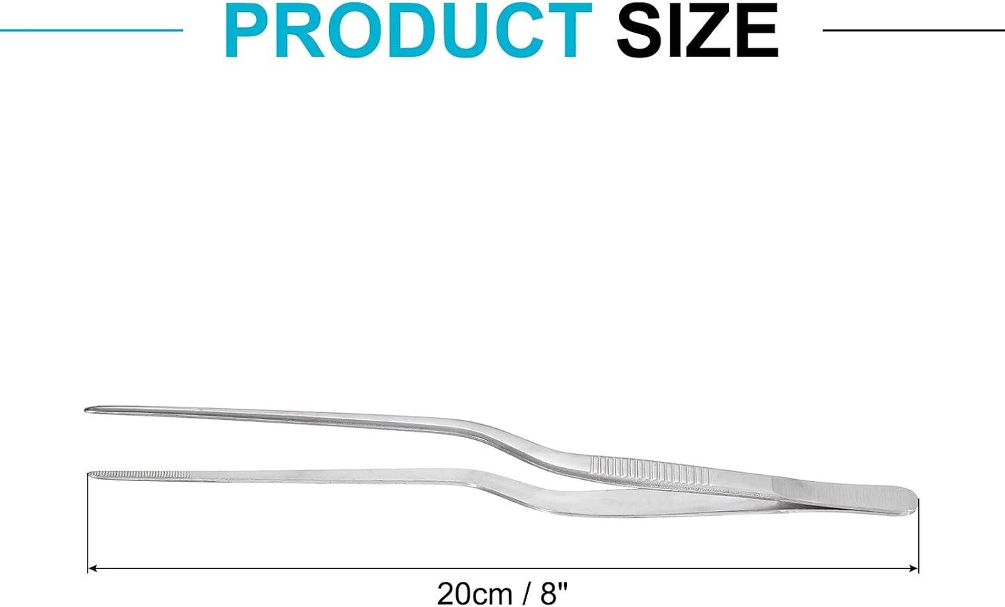 uxcell Kitchen Tweezers Stainless Steel, 10 Inch Food Tongs Fine Cooking Tweezers Set Extra-Long Tweezer Tongs for Cooking Grill Baking BBQ, Black Clip