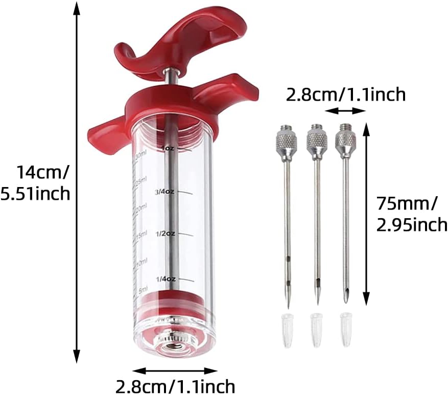 Meat Injector Syringe Kit With 3 Needles And Cleaning Brush