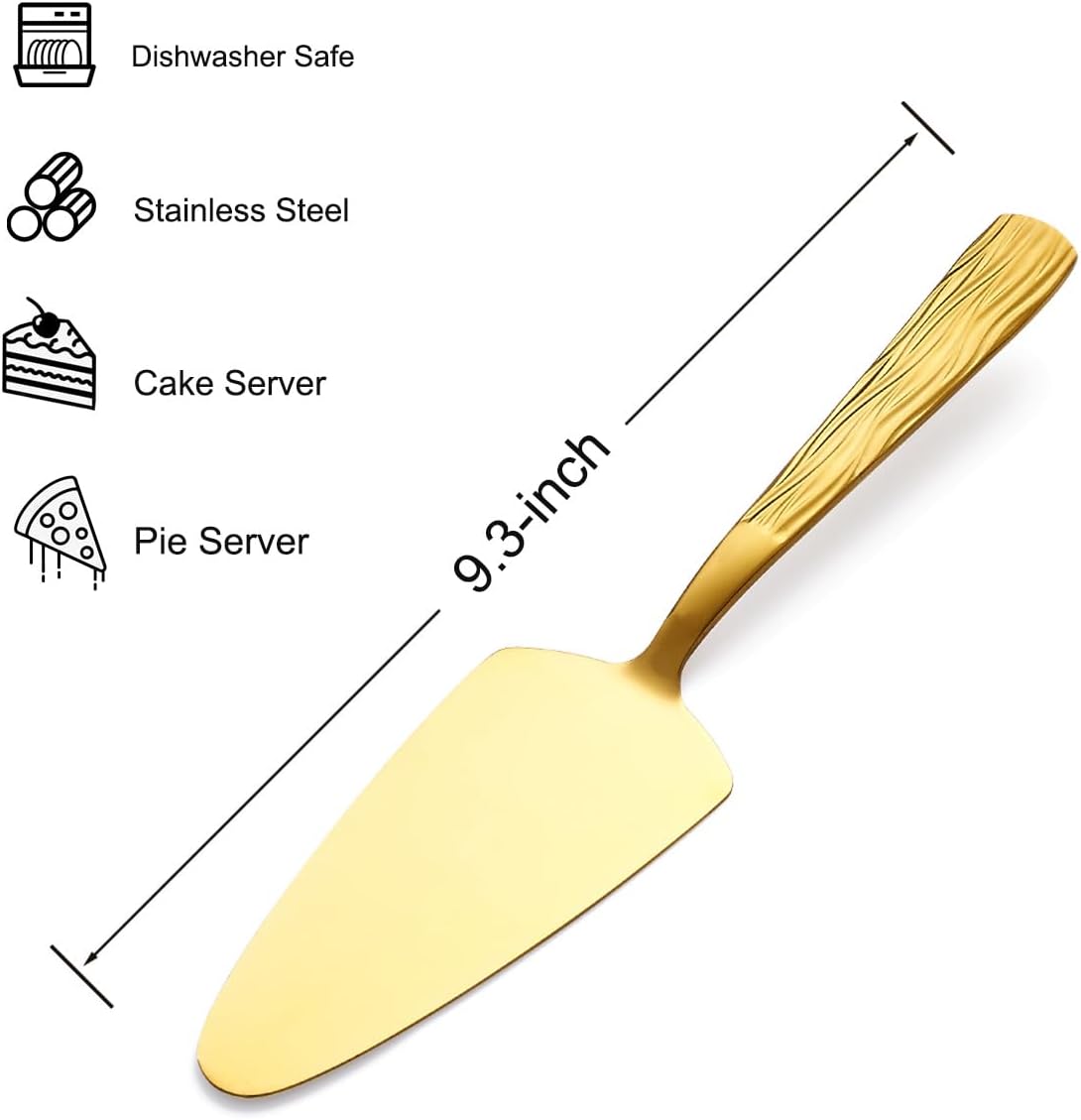 Silver Cake Server Set with Wave Handle, Stainless Steel, 3PCS