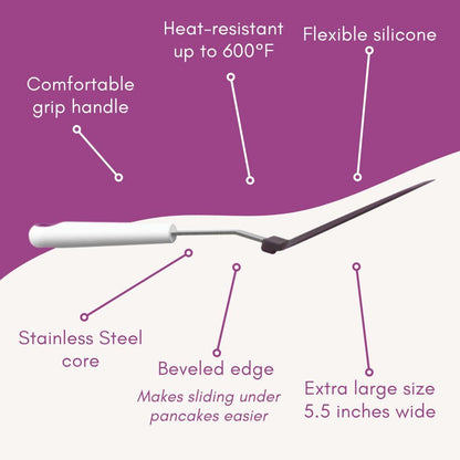 Wide Pancake Spatula Flipper, Silicone Turner for Griddle & Nonstick Pans