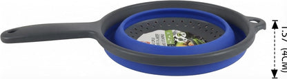 Collapsible Colander with Handle Space Saving Silicone Folding Strainer Blue