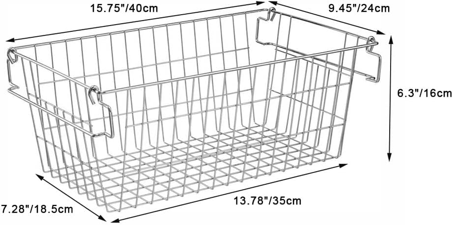 SANNO Chest Freezer Basket Stackable Baskets, Pantry Storage and Organization Chest Freezer Bins Stackable Potato and Onion Storage Bin Metal Baskets for Storage,set of 4
