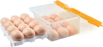 2 Tiers Egg Container Deviled Egg Carrier Eggs Holder with Handle Fridge Freezer Storage by DELIFUR (Green)