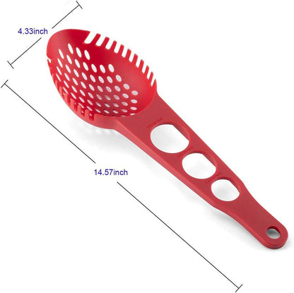 Spaghetti Spoon, 3 in 1 Colander Measuring Claw Tool for Kitchen (Red)