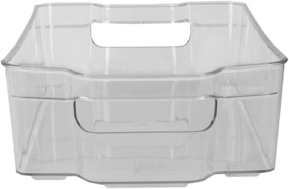 Home Basics Clear Plastic Storage Fridge Bin with Handles (Small)