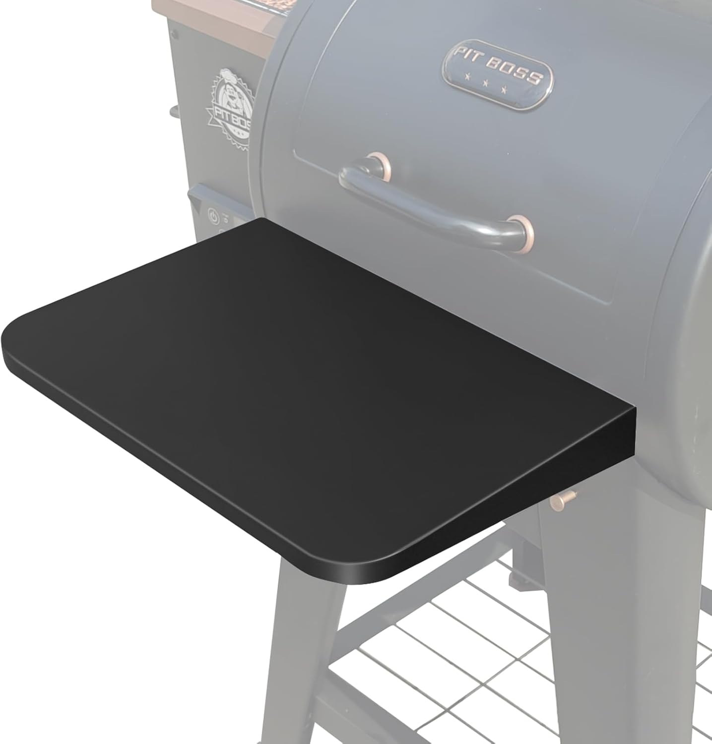 QuliMetal Folding Front Shelf for Traeger Pro 34, Texas Elite 34, Century 885 and Eastwood 34, 37" x 12" Heavy-Duty Grill Prep Table with Cutting Board, Stainless Steel Basin, Lid and 5 Hooks