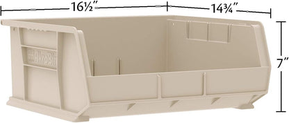 Akro-Mils 30250 AkroBins Plastic Storage Bins, Space-Saving Stackable Bins for Garage, Pantry, Craft Organization, 15" x 16" x 7", Black, 6-Pack